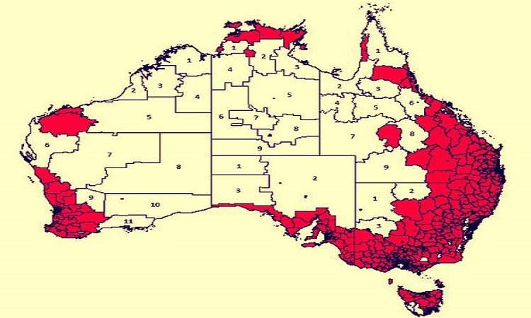 Dân số nước Úc rải rác