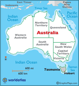 Bản đồ đảo Tasmania island Australia map